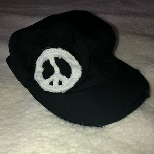 Black with white peace sign baseball hat